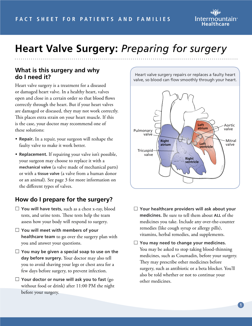 Heart Valve Surgery: Preparing for Surgery