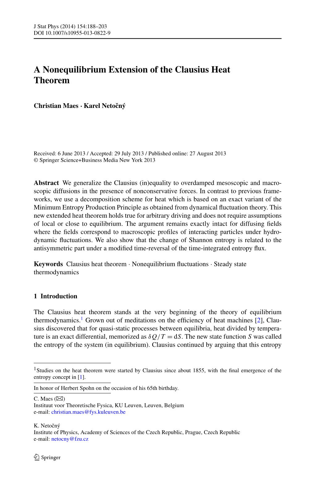 A Nonequilibrium Extension of the Clausius Heat Theorem