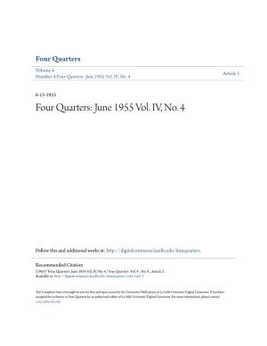 Four Quarters: June 1955 Vol. IV, No. 4