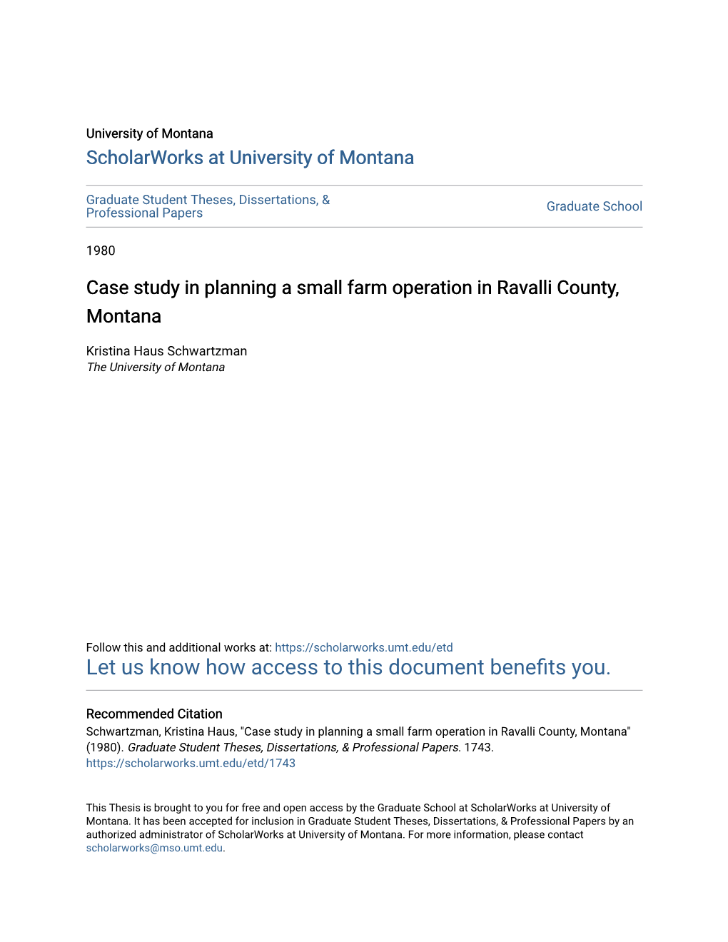 Case Study in Planning a Small Farm Operation in Ravalli County, Montana