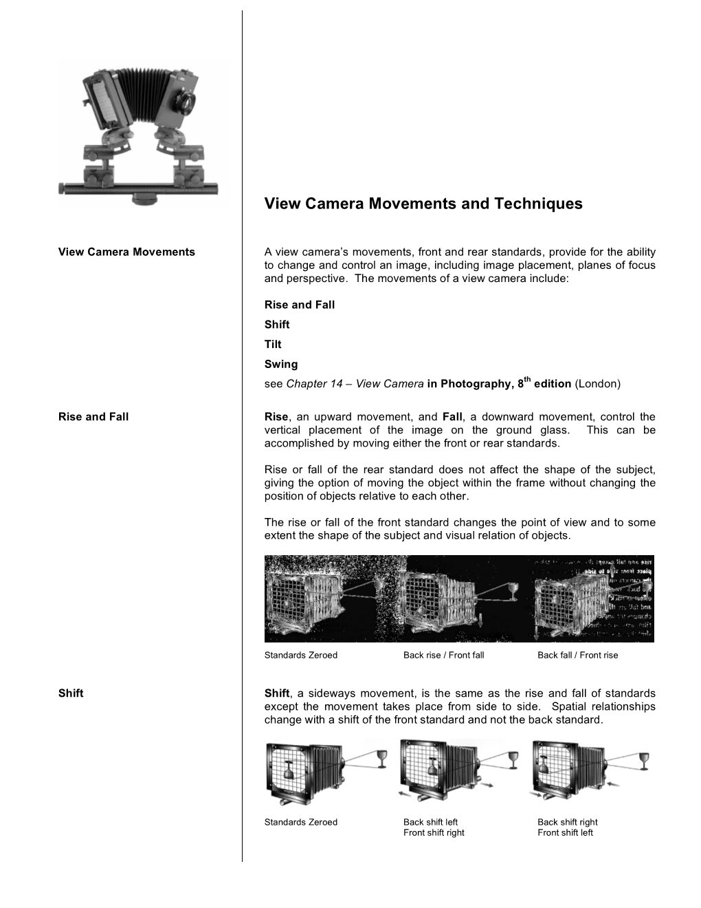 View Camera Movements and Techniques