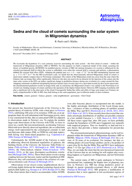 Sedna and the Cloud of Comets Surrounding the Solar System in Milgromian Dynamics R