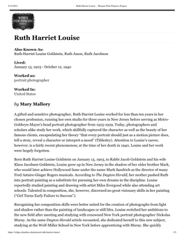 Ruth Harriet Louise – Women Film Pioneers Project