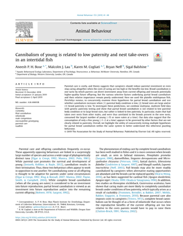 Cannibalism of Young Is Related to Low Paternity and Nest Take-Overs in an Intertidal ﬁsh