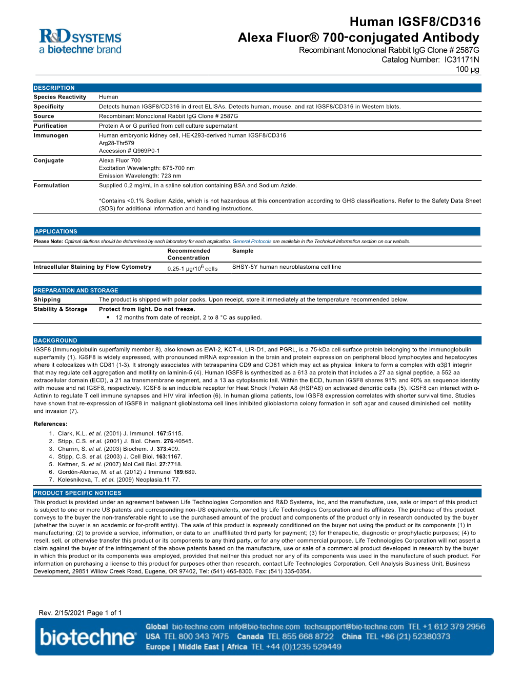 Human IGSF8/CD316 Alexa Fluor® 700‑Conjugated Antibody