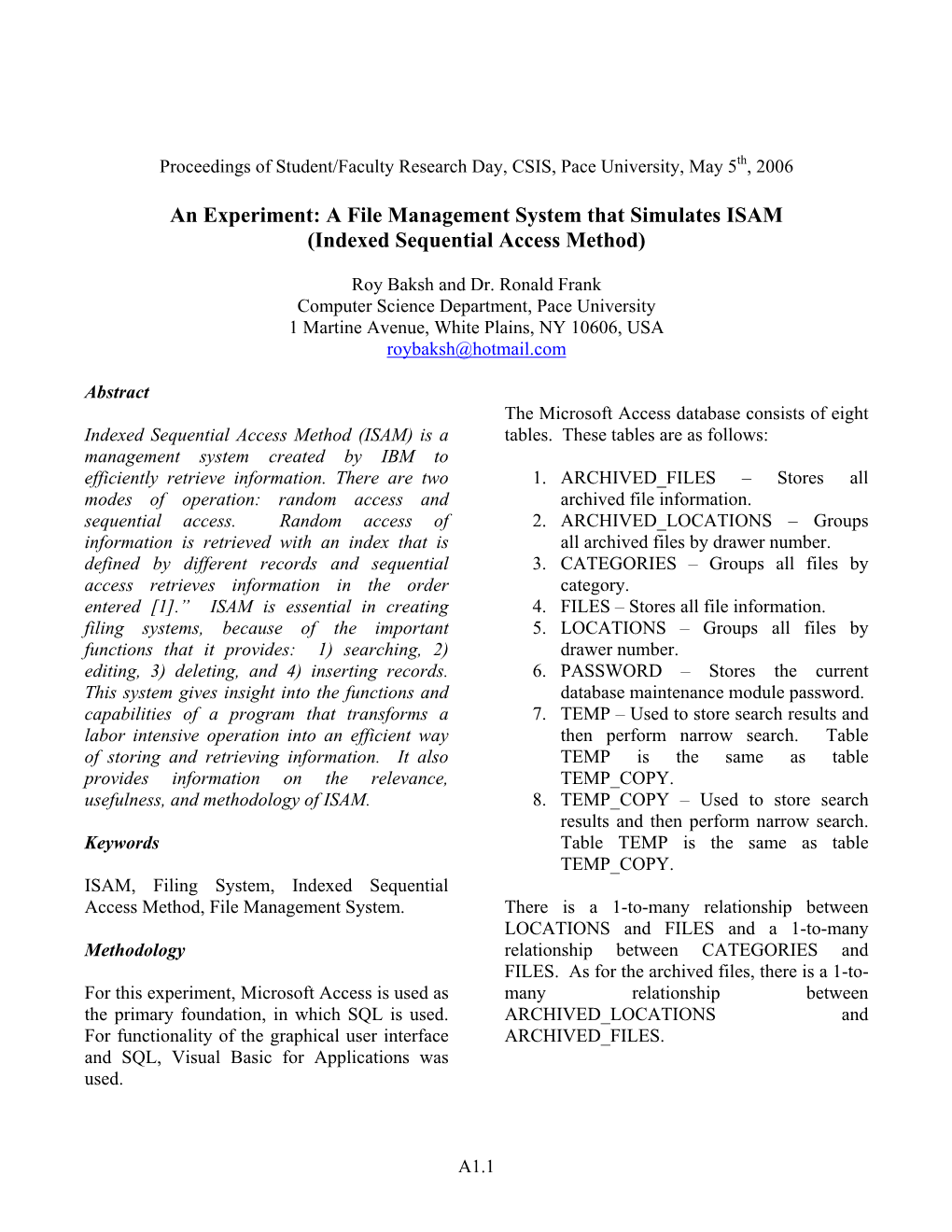 An Experiment: a File Management System That Simulates ISAM (Indexed Sequential Access Method)