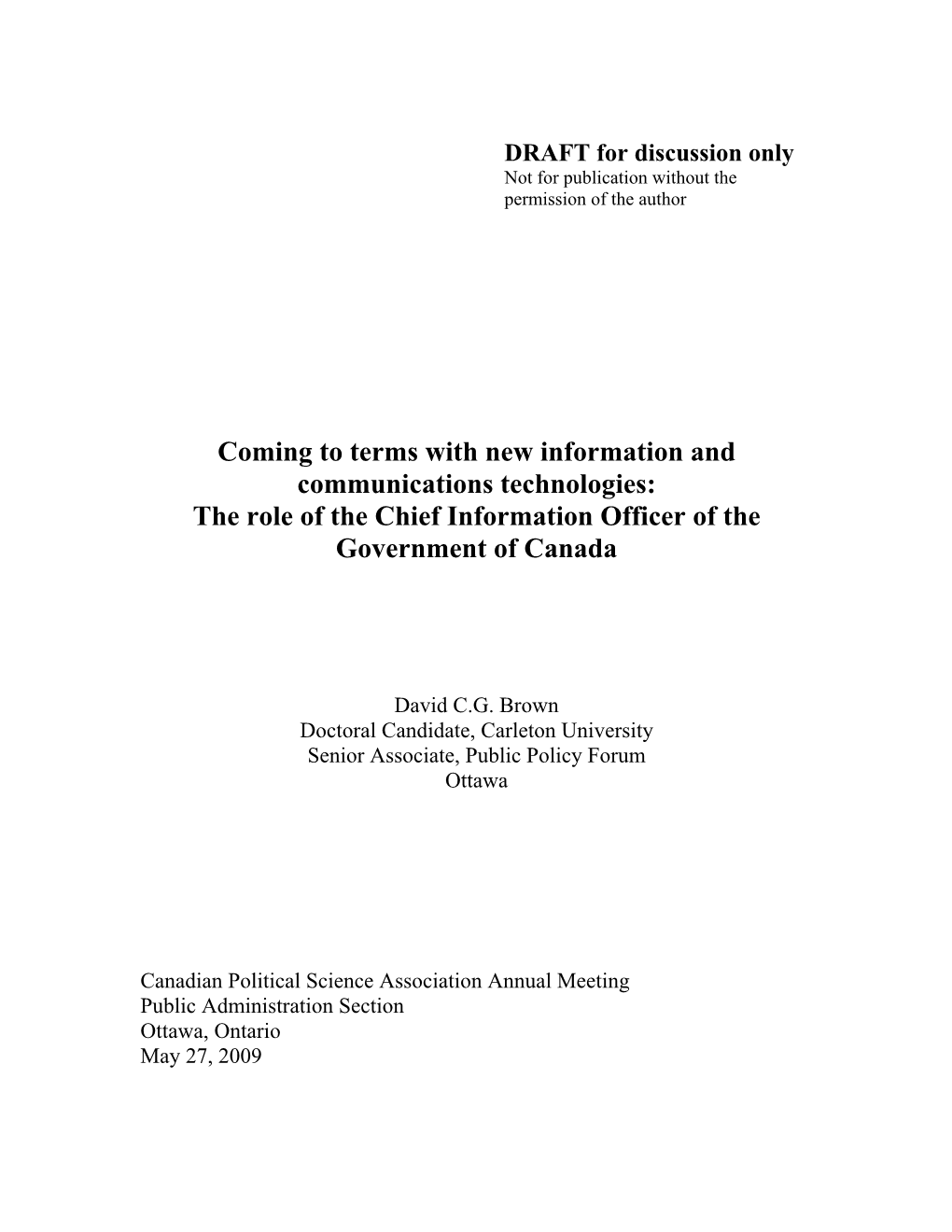 The Role of the Chief Information Officer of the Government of Canada
