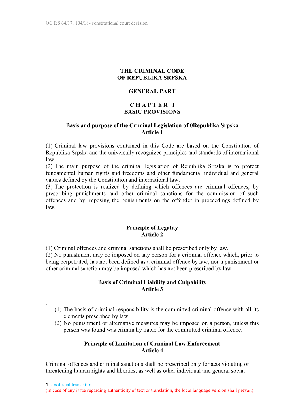 Criminal Code of Republika Srpska