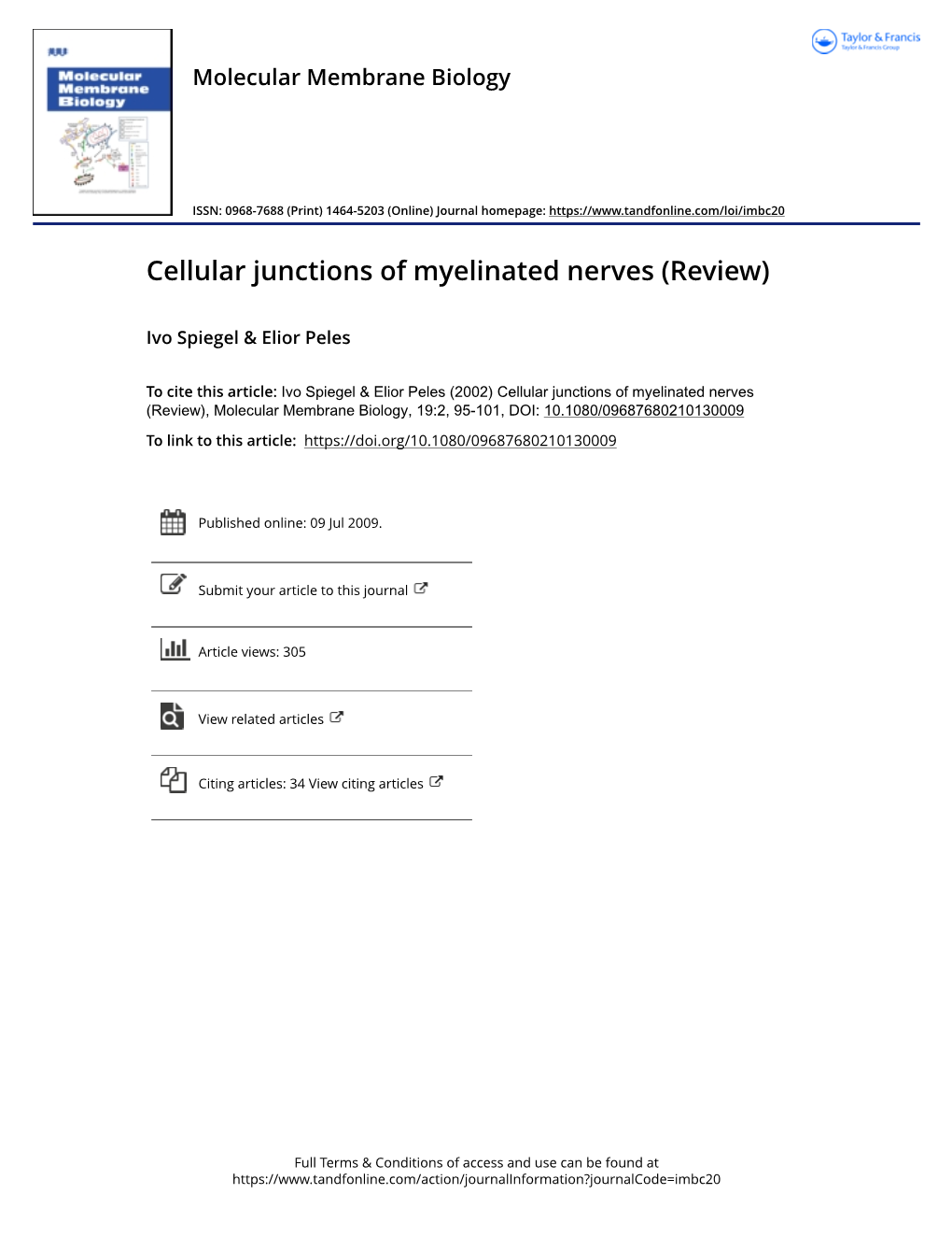 Cellular Junctions of Myelinated Nerves (Review)