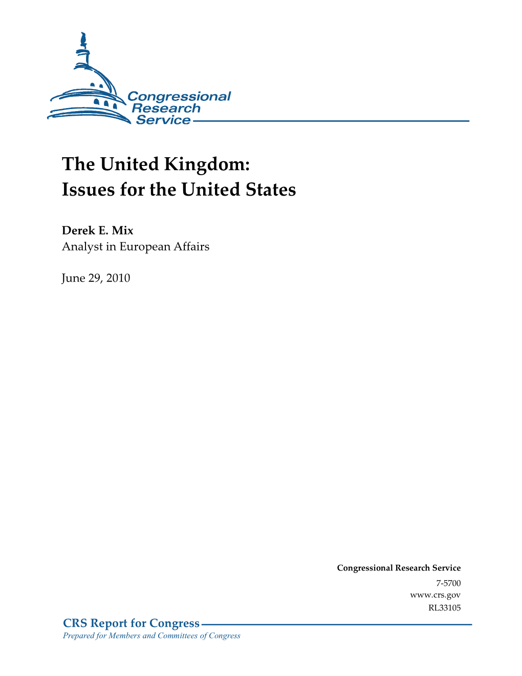 The United Kingdom: Issues for the United States