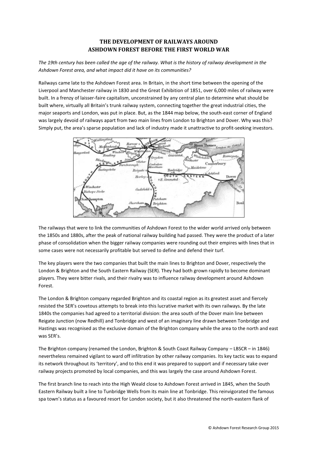 The Development of Railways Around Ashdown Forest Before the First World War