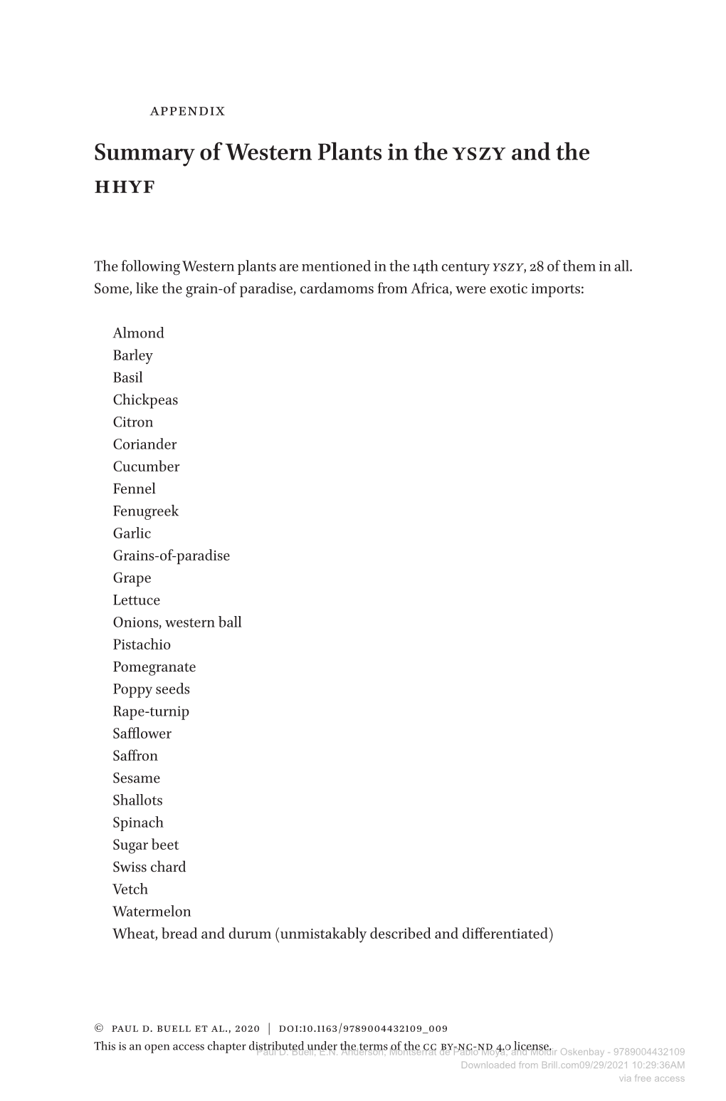 Summary of Western Plants in the YSZY and the HHYF