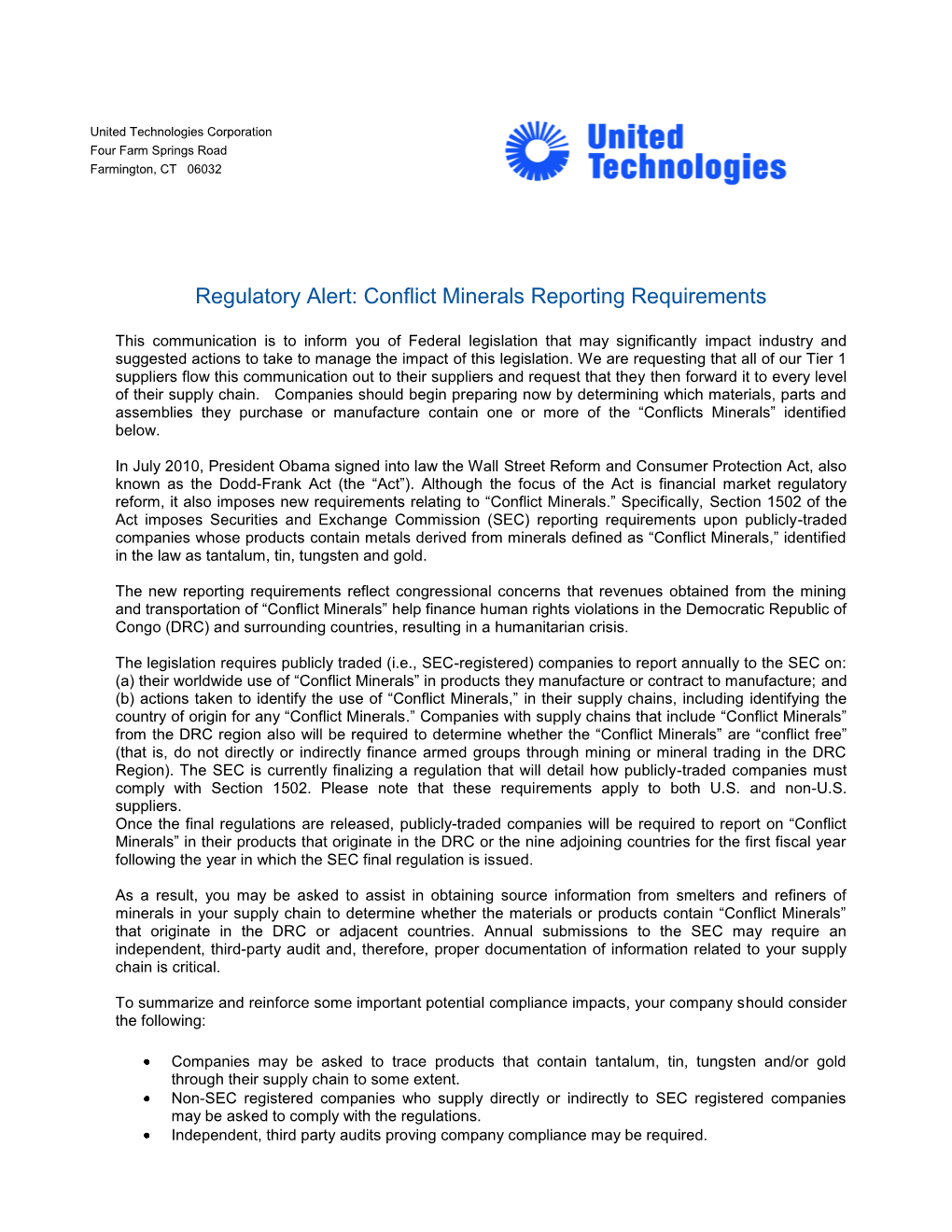 Conflict Minerals Reporting Requirements