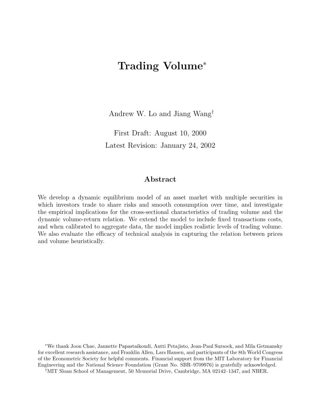 Trading Volume∗