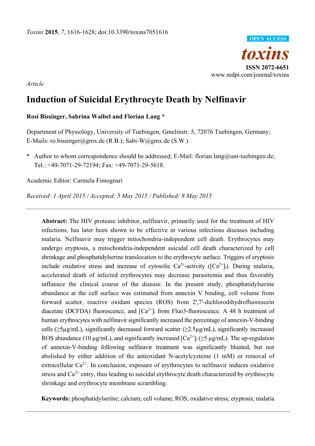 Induction of Suicidal Erythrocyte Death by Nelfinavir