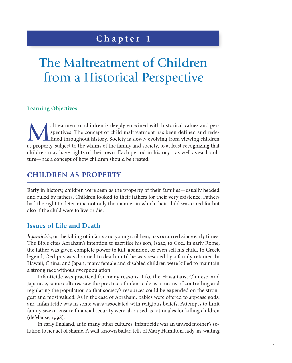 The Maltreatment of Children from a Historical Perspective