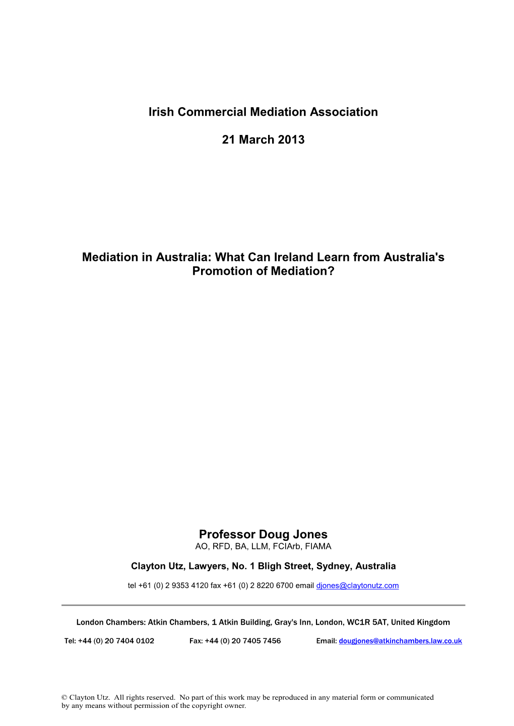 What Can Ireland Learn from Australia's Promotion of Mediation?