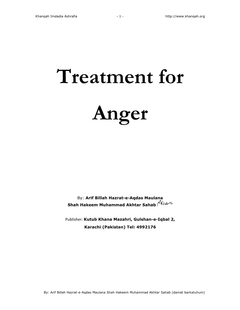 Treatment for Anger