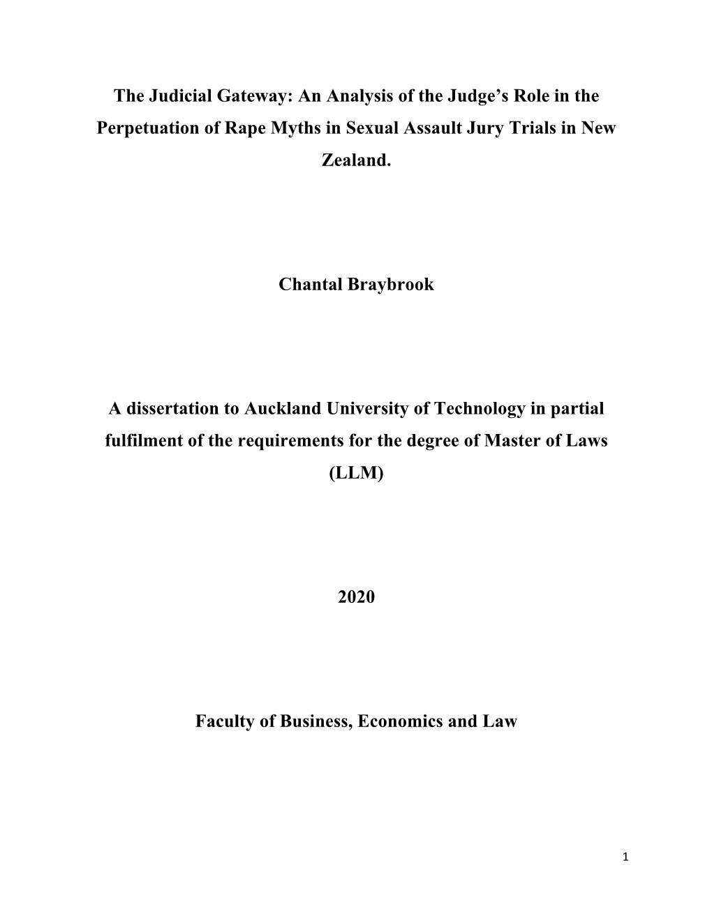 An Analysis of the Judge's Role in the Perpetuation of Rape Myths