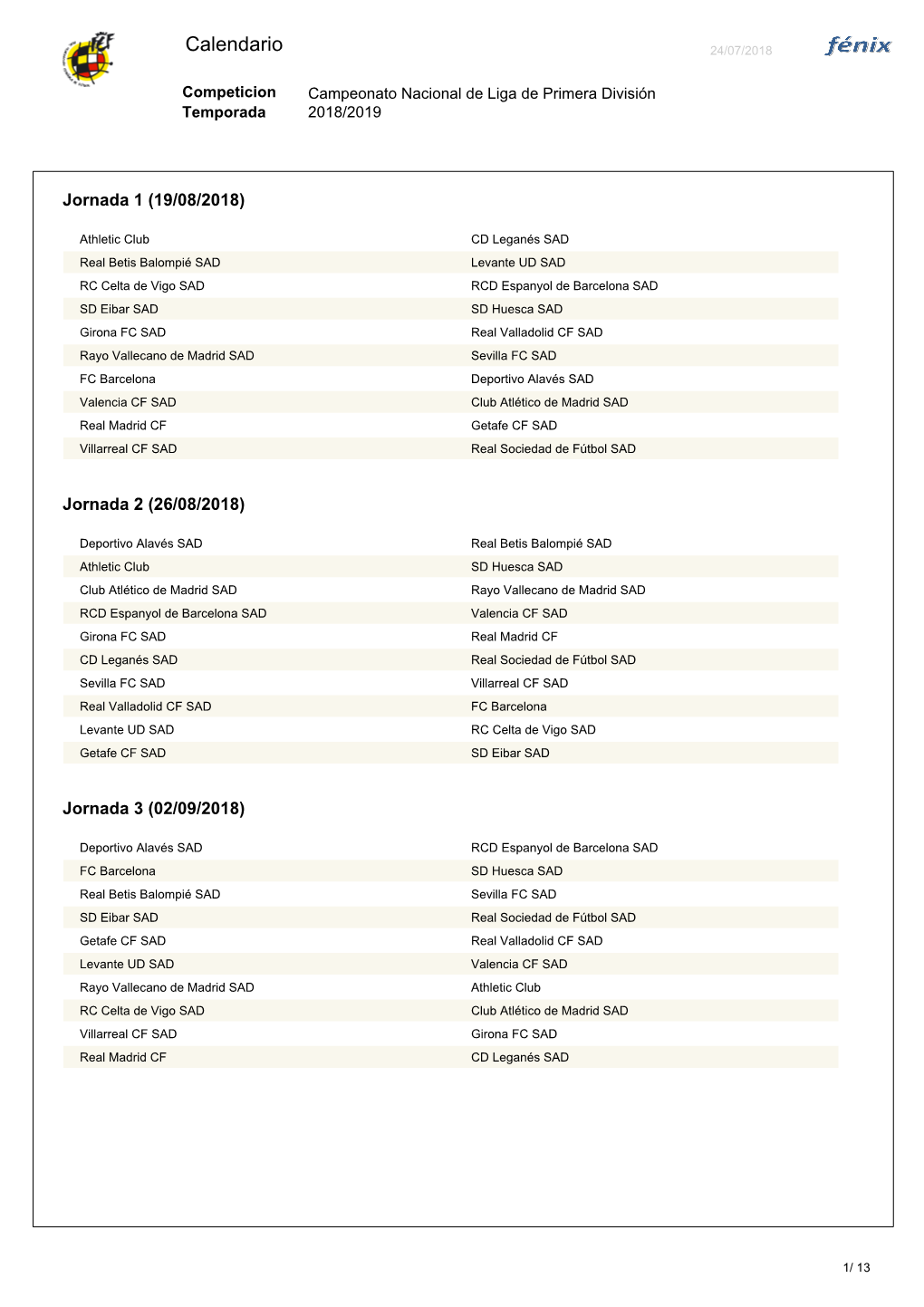 Calendario 24/07/2018