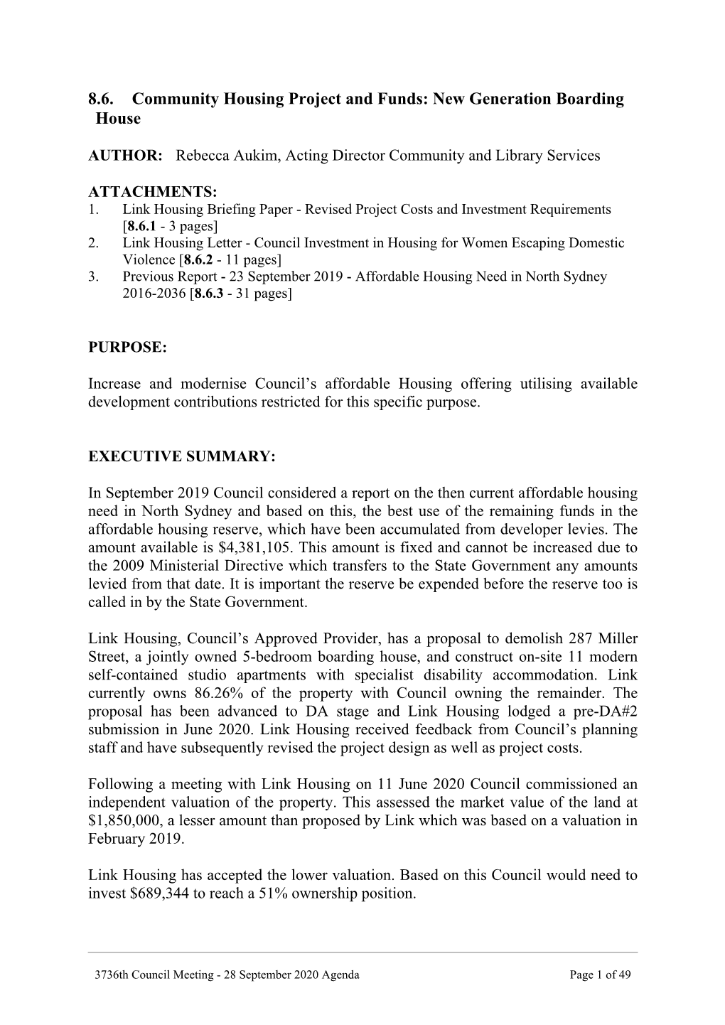 8.6. Community Housing Project and Funds: New Generation Boarding House