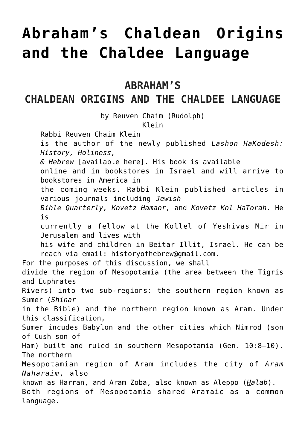 S Chaldean Origins and the Chaldee Language,How Many Children Did Michal Have?