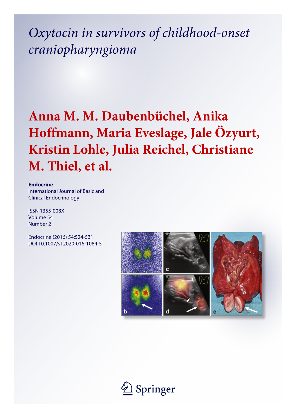 Oxytocin in Survivors of Childhood-Onset Craniopharyngioma