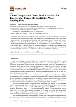 A Low Temperature Detoxification Method for Treatment of Chrysotile-Containing Waste Roofing Slate