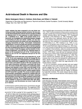 Acid-Induced Death in Neurons and Glia