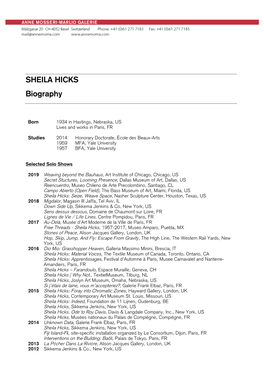 SHEILA HICKS Biography
