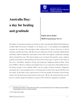 Australia Day: a Day for Healing and Gratitude