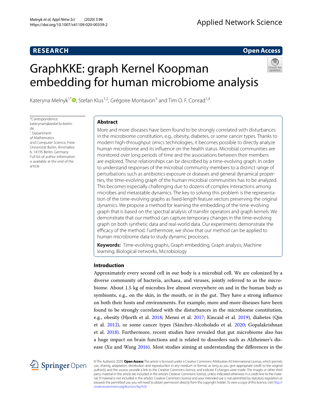 Graph Kernel Koopman Embedding for Human Microbiome Analysis