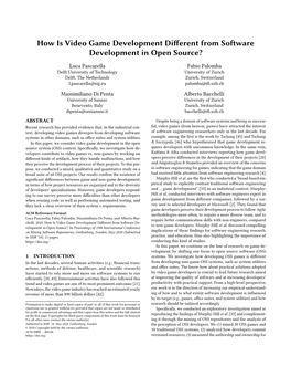 How Is Video Game Development Different from Software Development in Open Source?