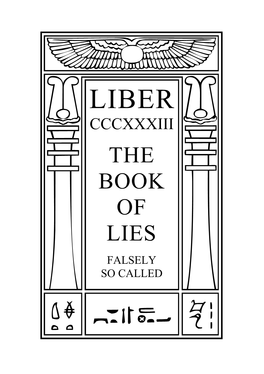 The Book of Lies Falsely :So Called