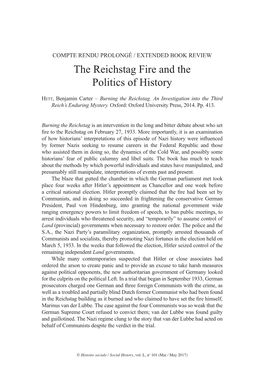 The Reichstag Fire and the Politics of History