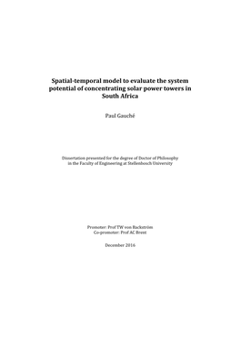 Spatial-Temporal Model to Evaluate the System Potential of Concentrating Solar Power Towers in South Africa