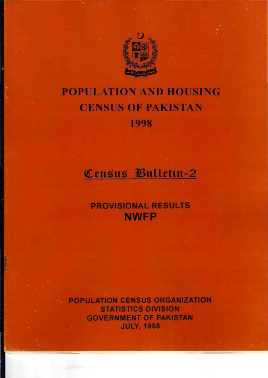 Population and Housing Census of Pakistan 1998 Census Bulletin 2 .Pdf