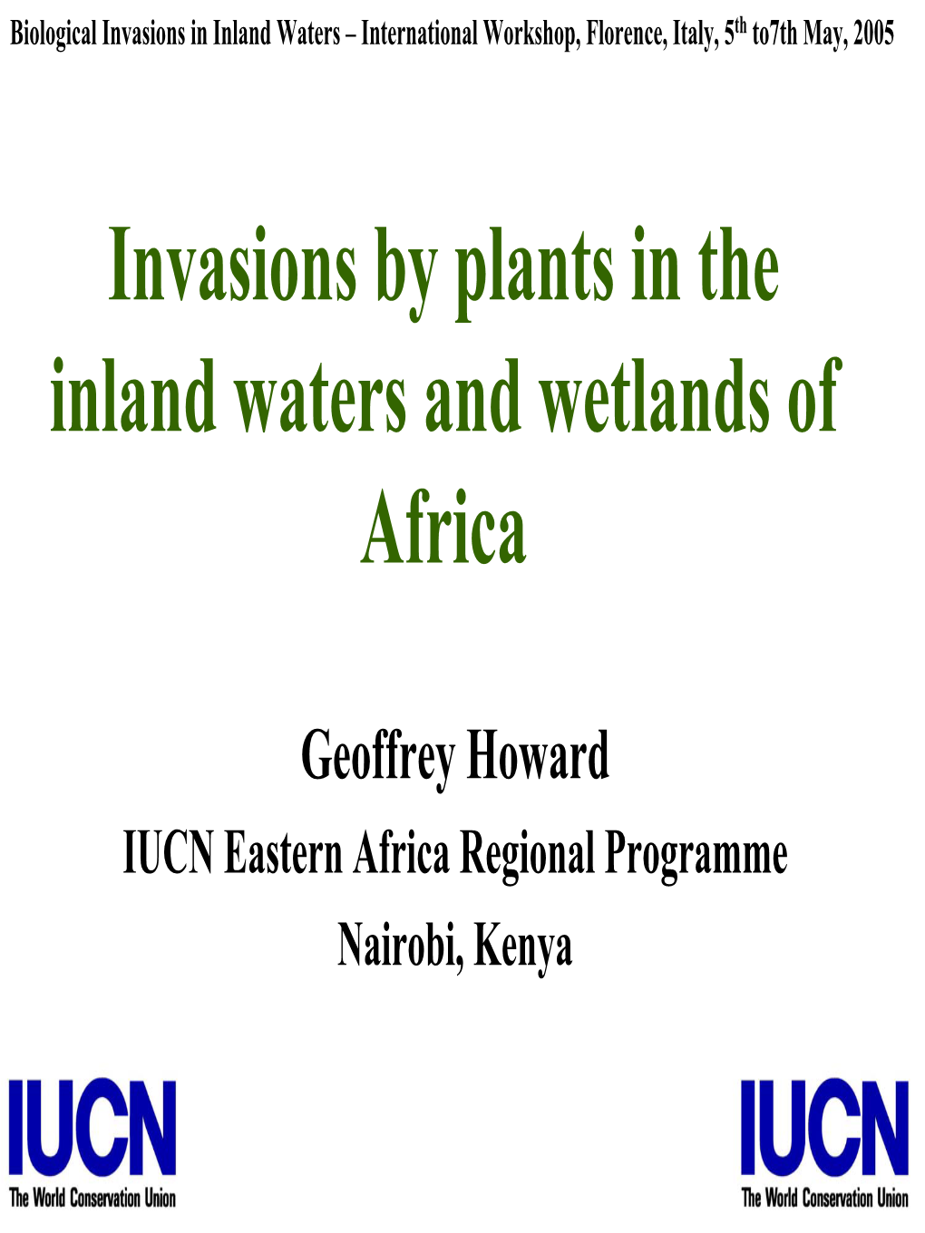 Invasions by Plants in the Inland Waters and Wetlands of Africa