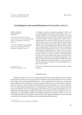Cannabigerol and Cannabichromene in Cannabis Sativa L