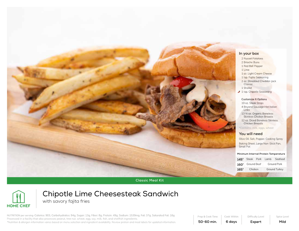 Chipotle Lime Cheesesteak Sandwich with Savory Fajita Fries