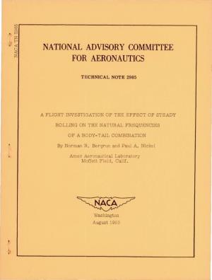 National Advisory Commitiee for Aeronautics