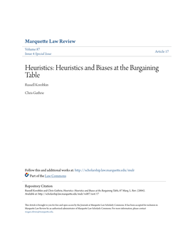 Heuristics and Biases at the Bargaining Table Russell Korobkin