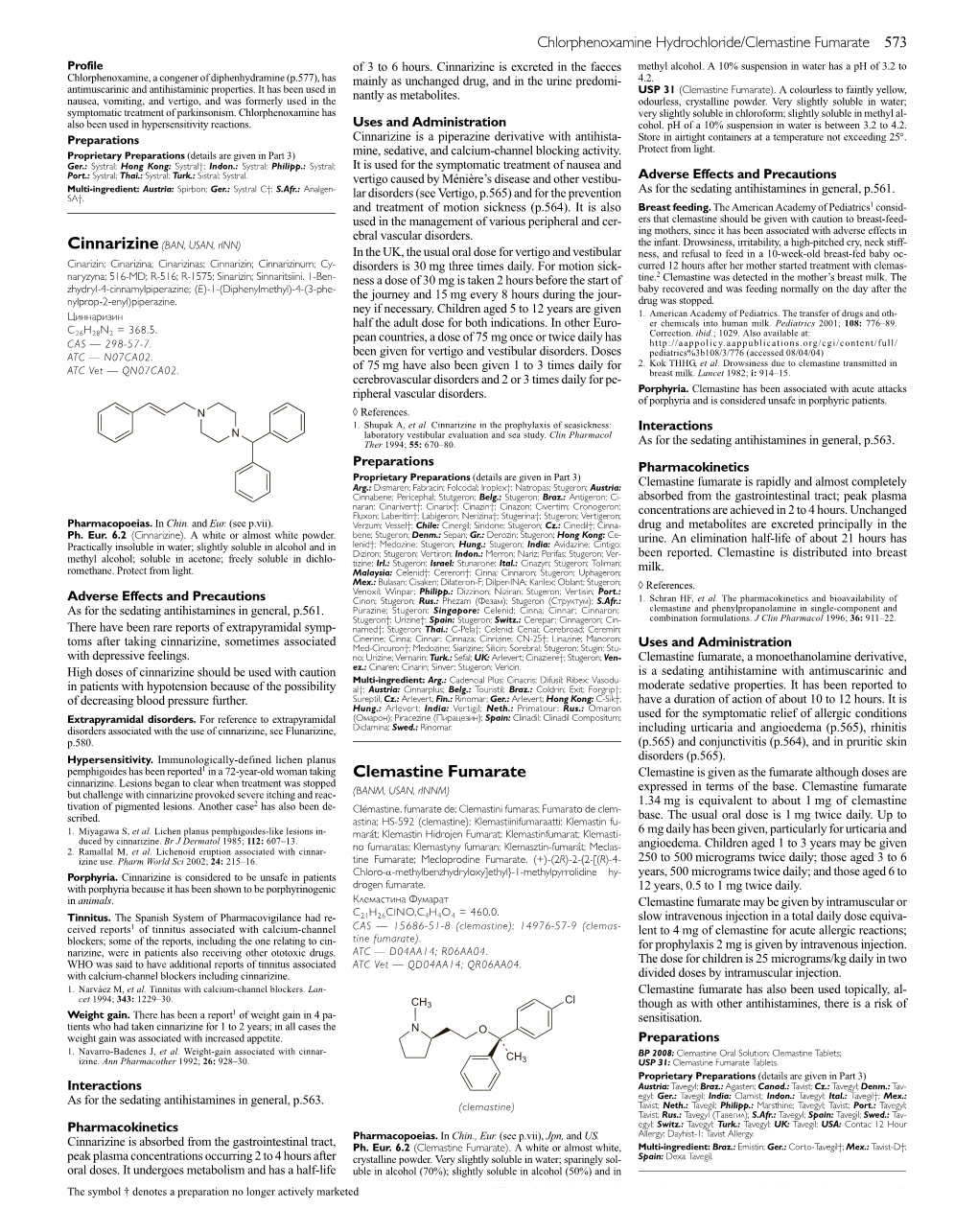 Clemastine Fumarate 573 Profile of 3 to 6 Hours