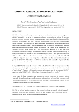 Conductive Polymer Capacitors for Automotive Applications