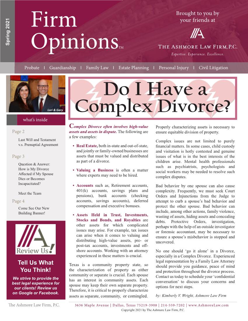 Our Family Law Spring 2021 Newsletter