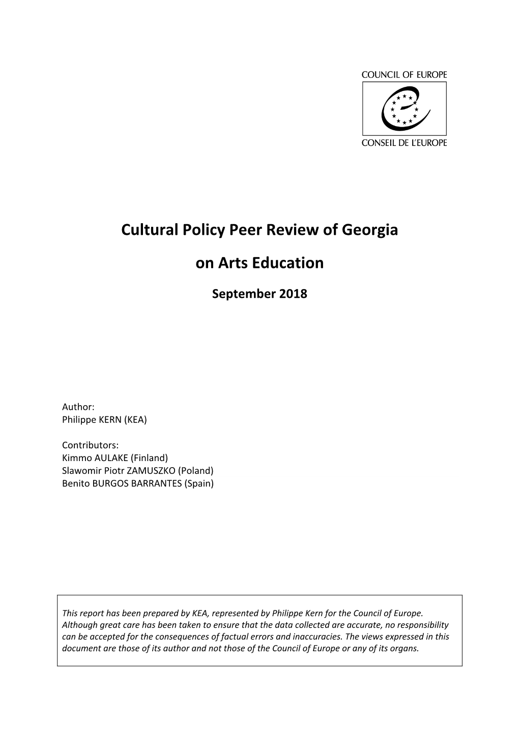 Cultural Policy Peer Review of Georgia on Arts Education