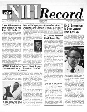 April 16, 1968, NIH Record, Vol. XX, No. 8