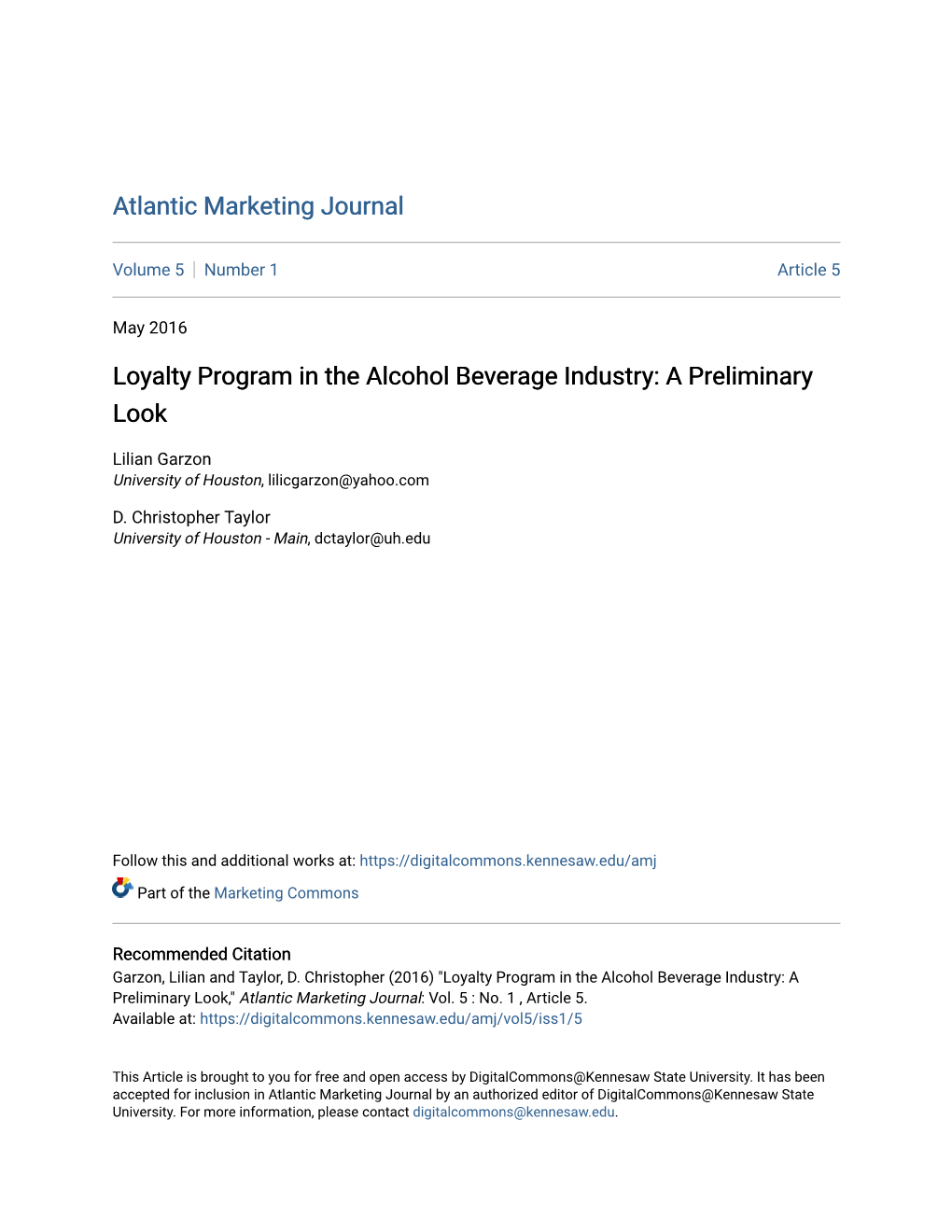 Loyalty Program in the Alcohol Beverage Industry: a Preliminary Look