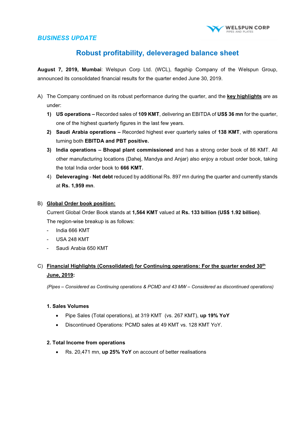 Robust Profitability, Deleveraged Balance Sheet