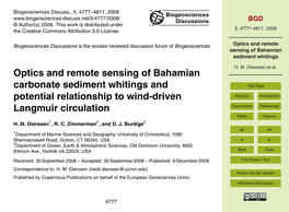 Optics and Remote Sensing of Bahamian Sediment Whitings